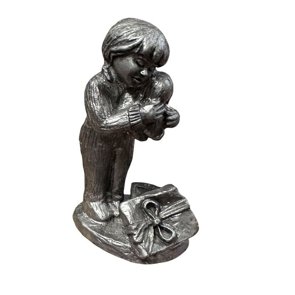 Vintage Pewter Figurine Puppy Love Michael A Ricker Special Edition 1998 - Picture 1 of 6